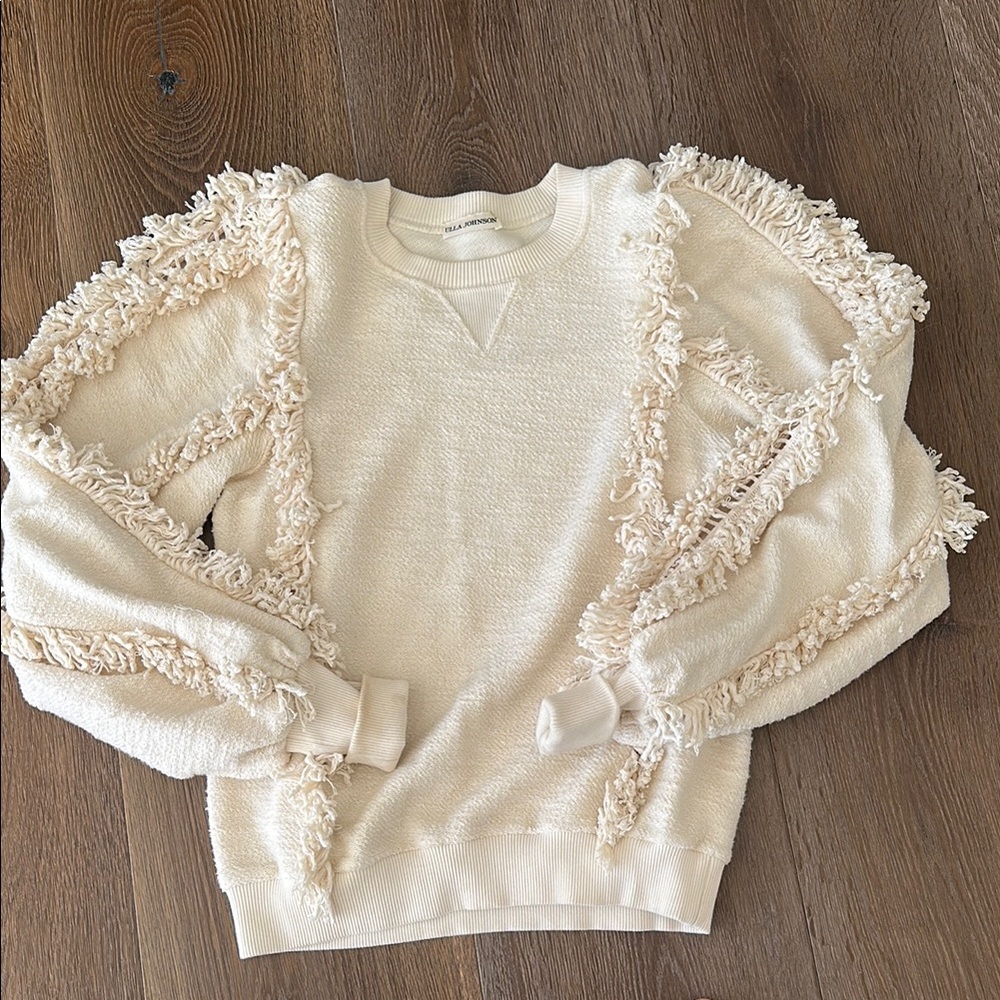 Cream Fringe Sweater
